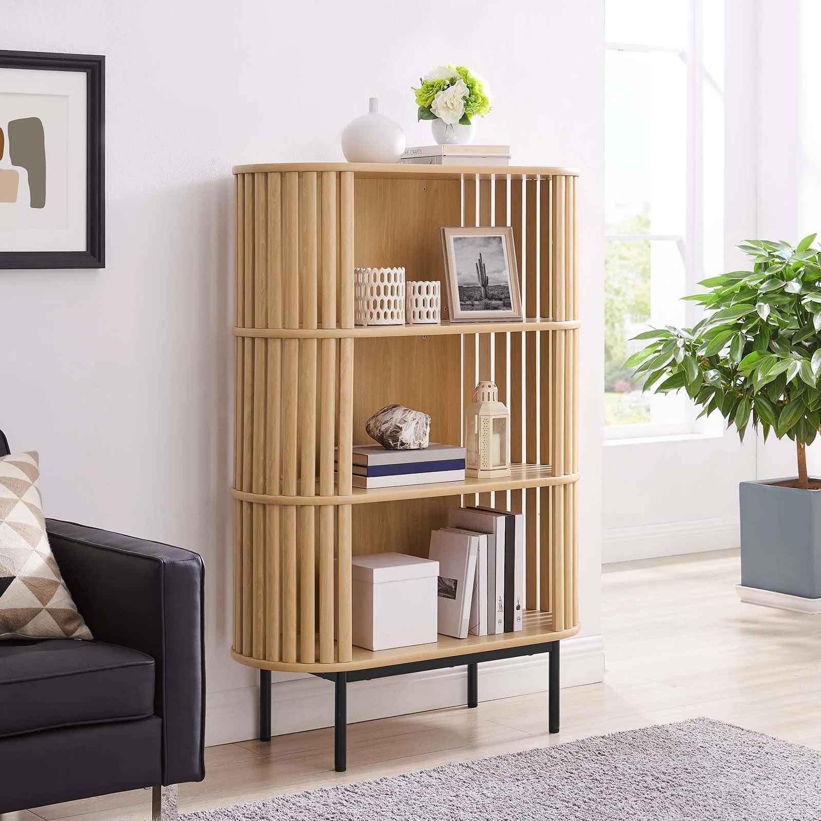 Bayla Three Tier Display Cabinet Oak thumbnail 2