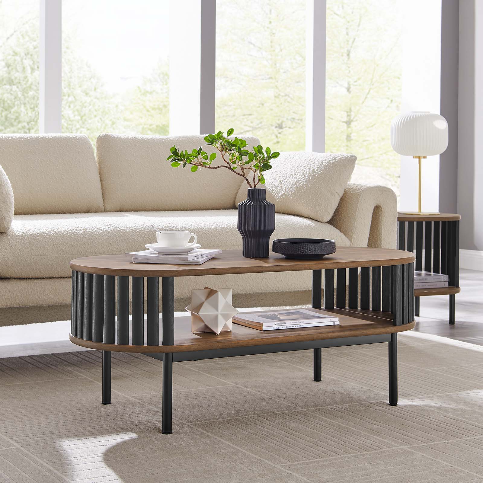 Bayla Wood Coffee Table Walnut Black thumbnail 2
