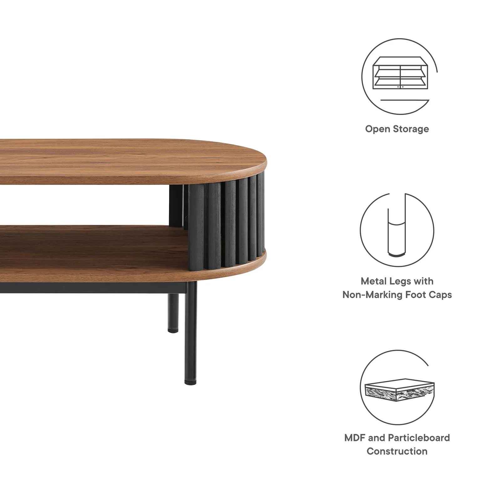 Bayla Wood Coffee Table Walnut Black thumbnail 6