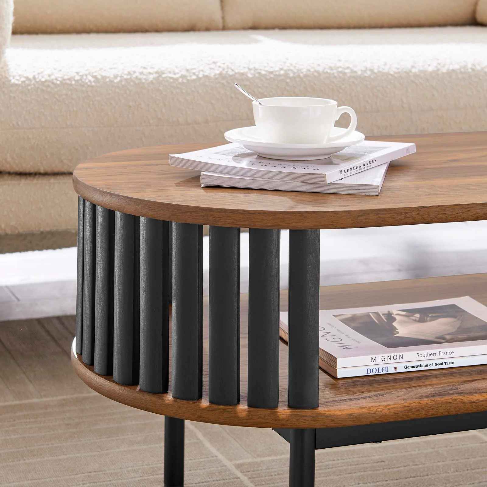 Bayla Wood Coffee Table Walnut Black thumbnail 7