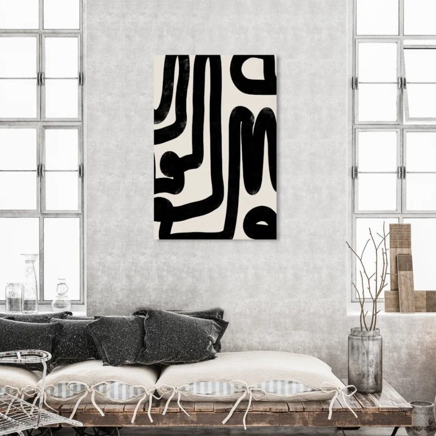 Modern Bold Brush Stroke Lines Graphic Art on Canvas thumbnail 2