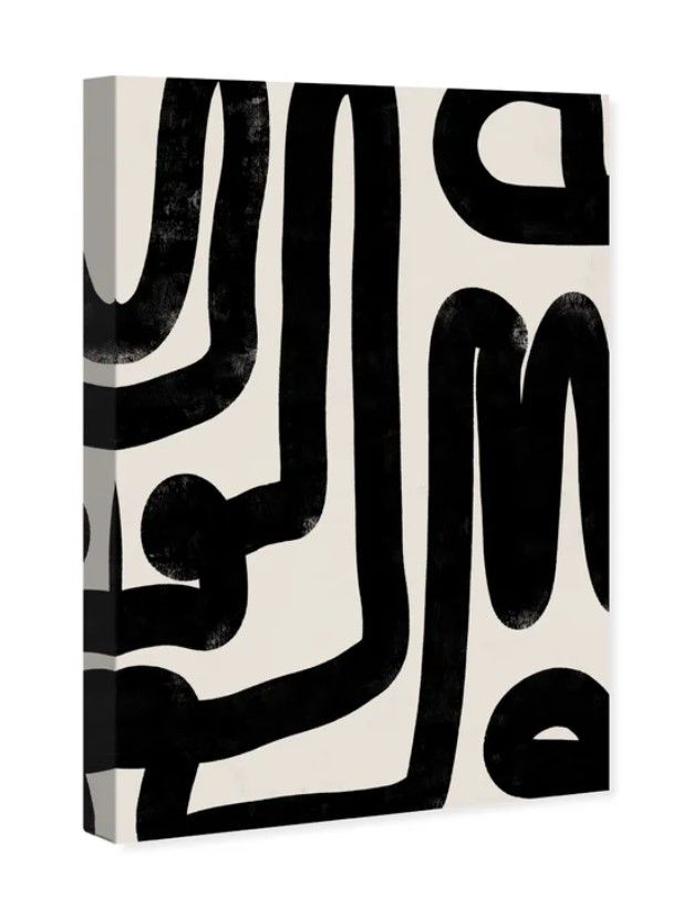 Modern Bold Brush Stroke Lines Graphic Art on Canvas thumbnail 3