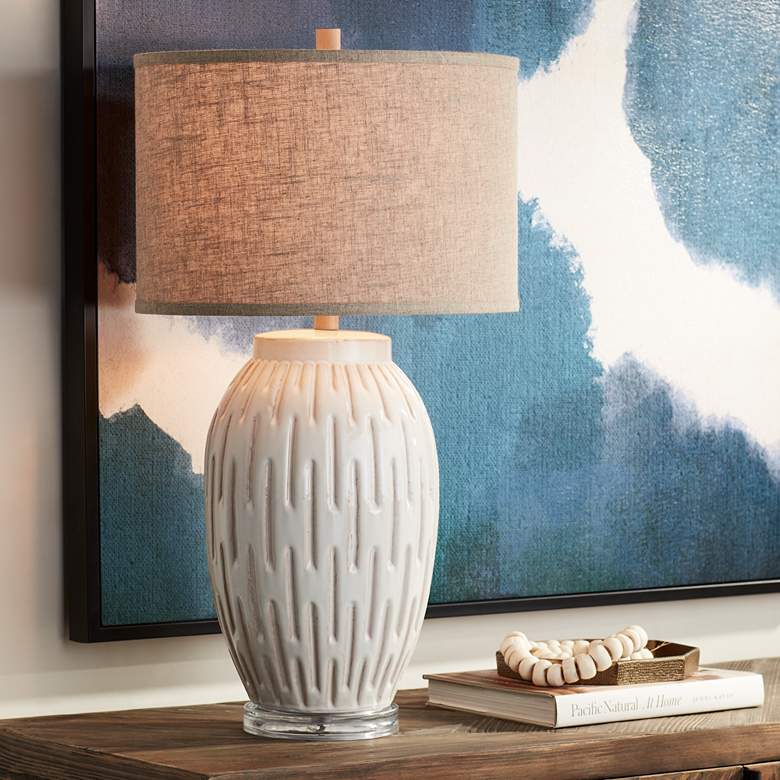 Modern White Ceramic Table Lamp thumbnail 2
