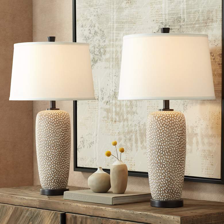 360 Lighting Anna Pebbled Coastal Modern Table Lamp thumbnail 2