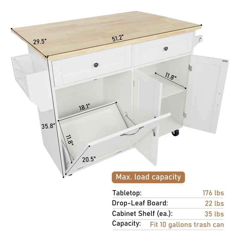 Melanye Solid Wood Top Kitchen Cart thumbnail 2