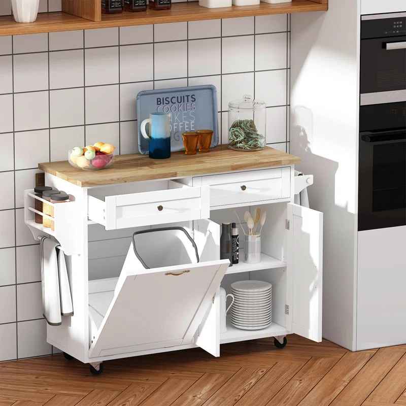 Melanye Solid Wood Top Kitchen Cart thumbnail 3