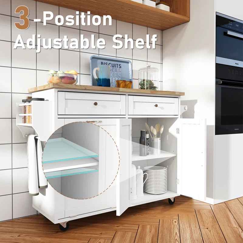 Melanye Solid Wood Top Kitchen Cart thumbnail 4