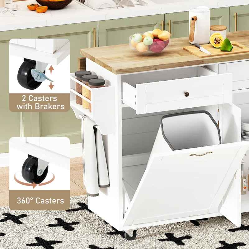 Melanye Solid Wood Top Kitchen Cart thumbnail 6