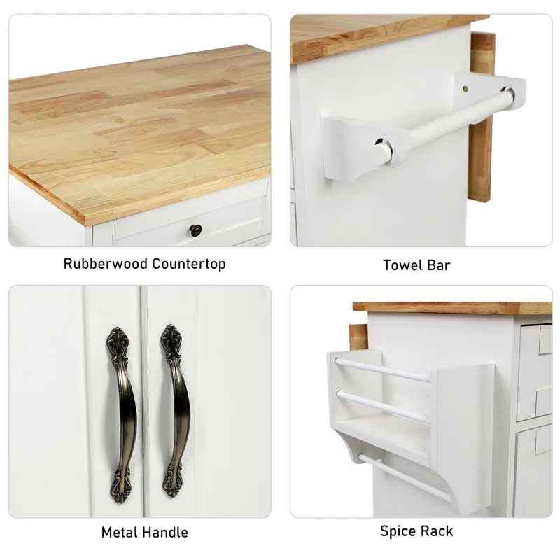 Melanye Solid Wood Top Kitchen Cart thumbnail 7