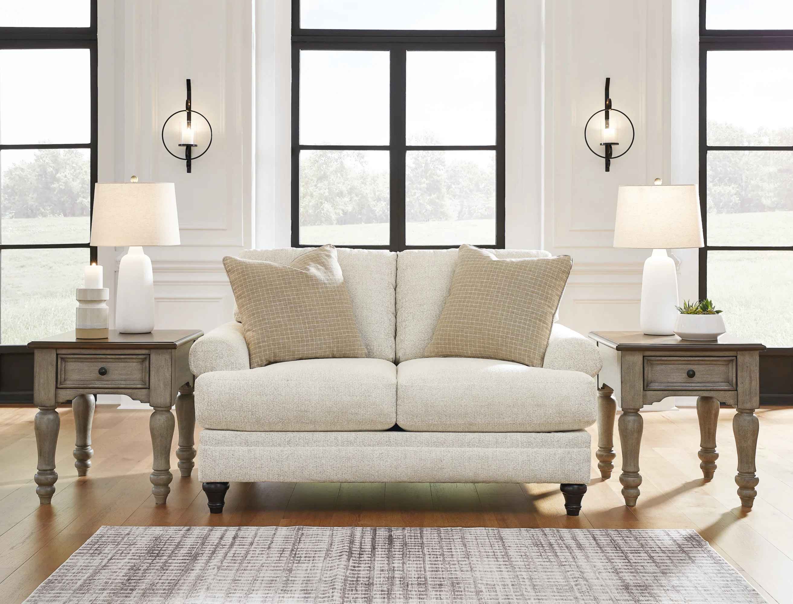 Rolled Arm Loveseat with Reversible Cushions thumbnail 2