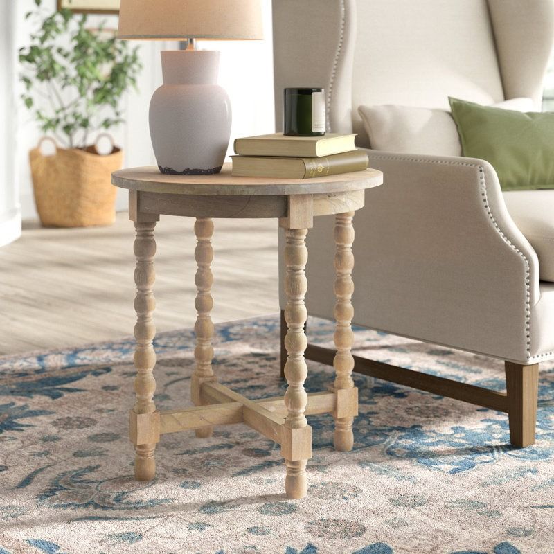 Baen Round Solid Wood End Table thumbnail 5