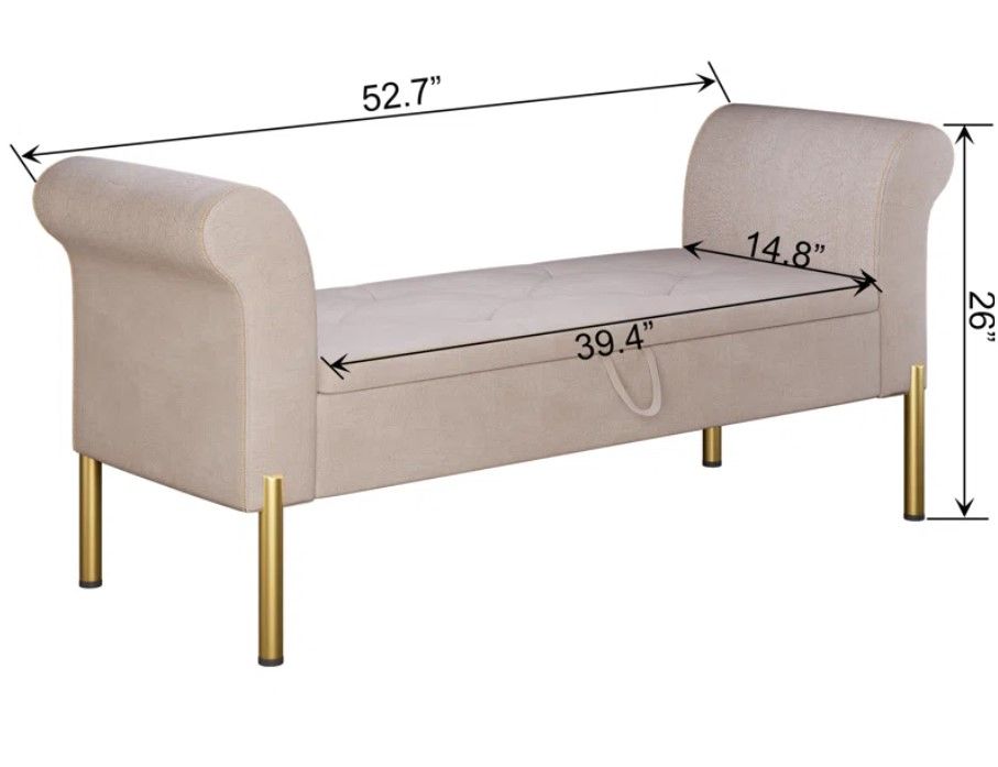 Jasahd Polyester Blend Upholstered Storage Bench thumbnail 2