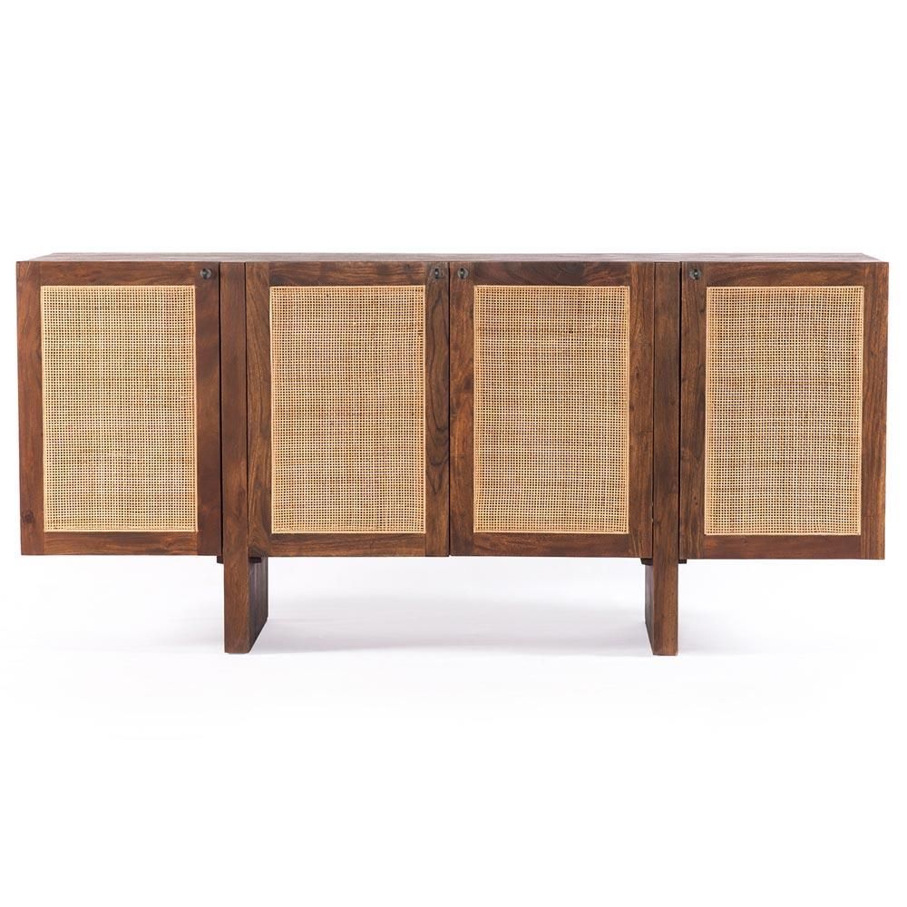 Lane Coastal Beach Natural Woven Cane Brown Acacia Wood Sideboard thumbnail 2