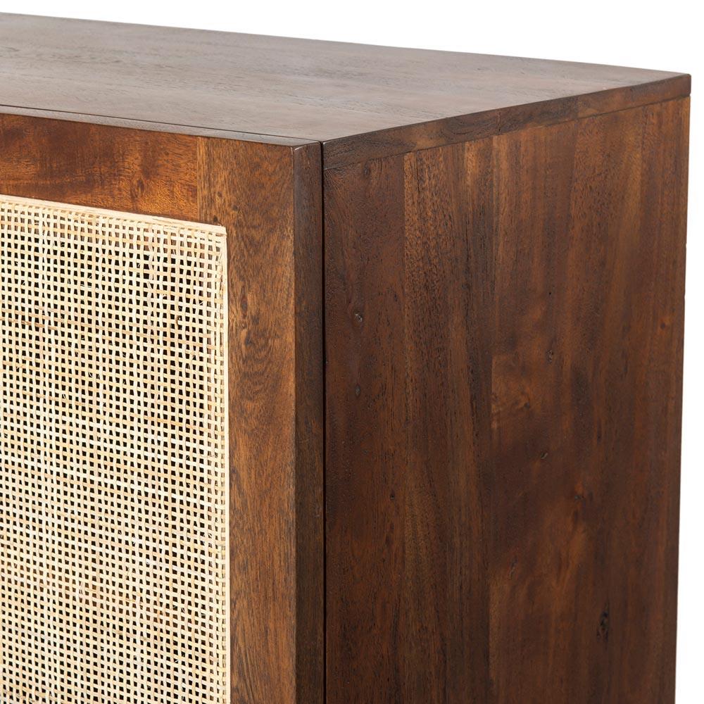 Lane Coastal Beach Natural Woven Cane Brown Acacia Wood Sideboard thumbnail 4