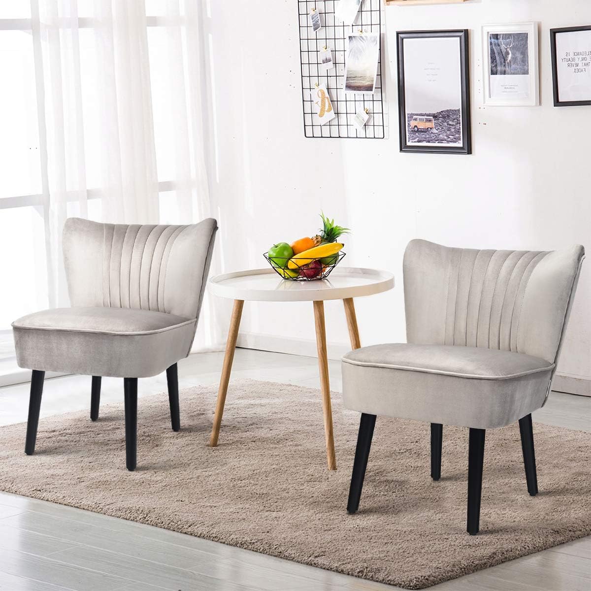 Giantex Velvet Accent Chair Set of 2 thumbnail 2