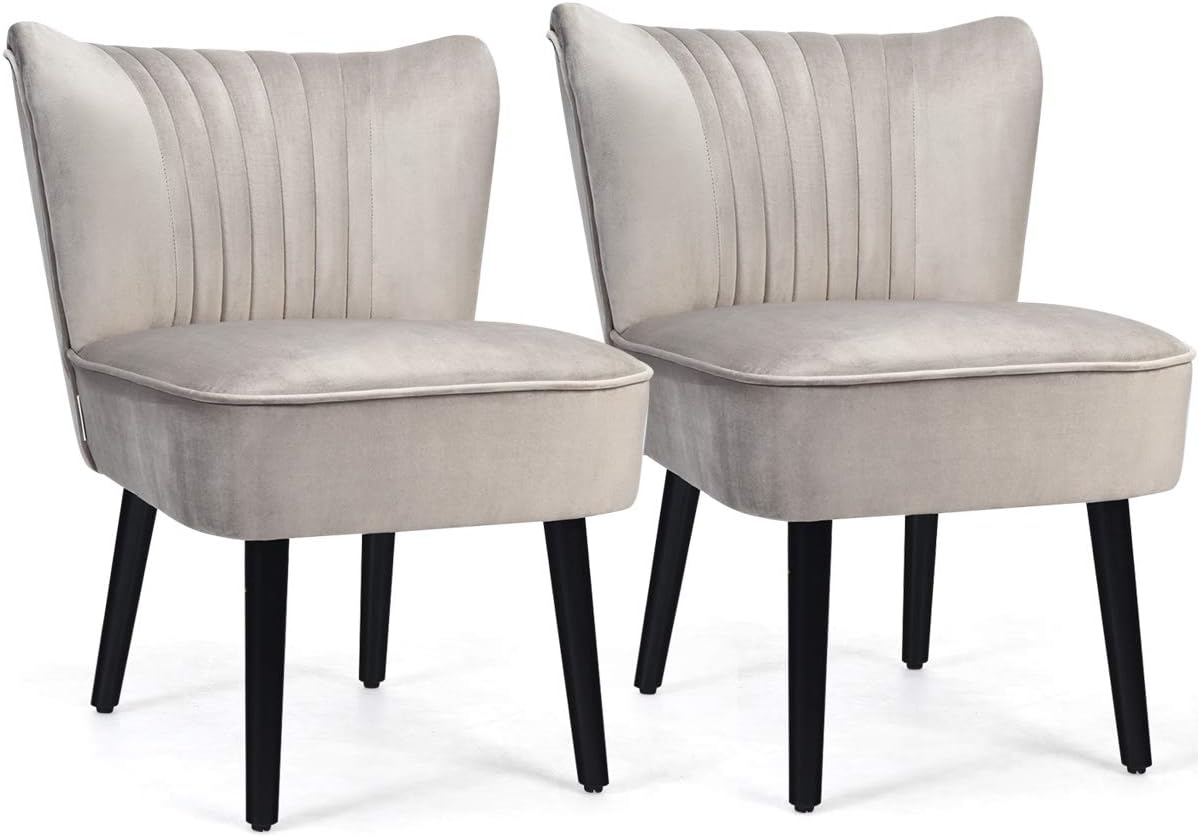 Giantex Velvet Accent Chair Set of 2 thumbnail 3