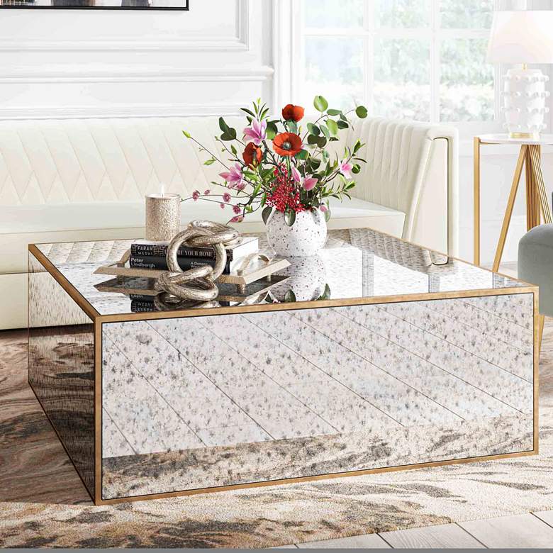 Lana Antique Mirrored Coffee Table thumbnail 2