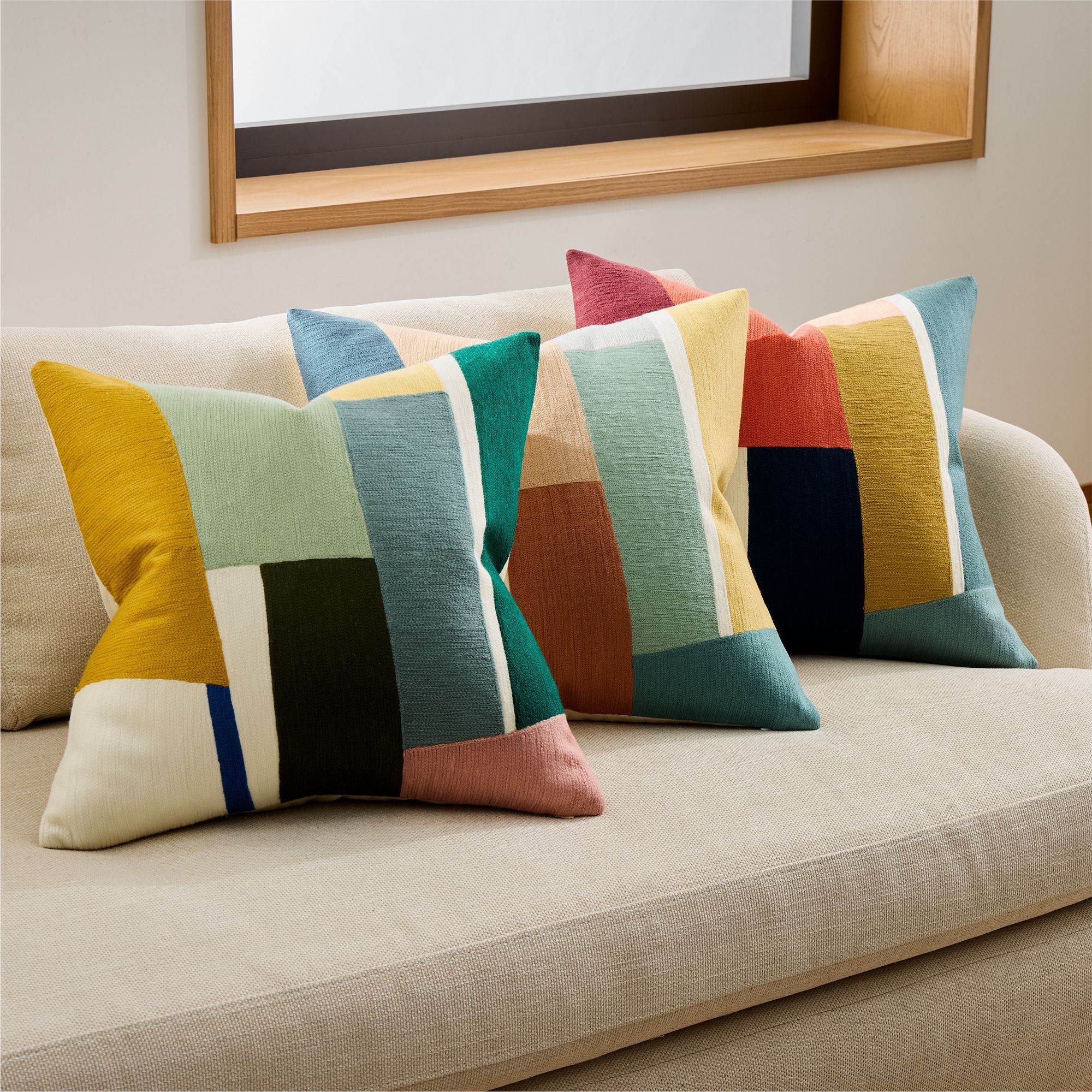 Crewel Geo Pieces Pillow Cover 20x20 thumbnail 2