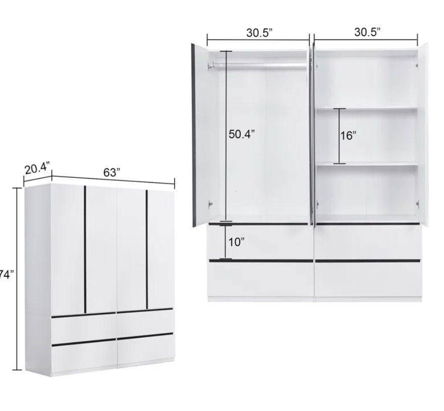 Ruthy Solid Manufactured Wood Armoire thumbnail 4
