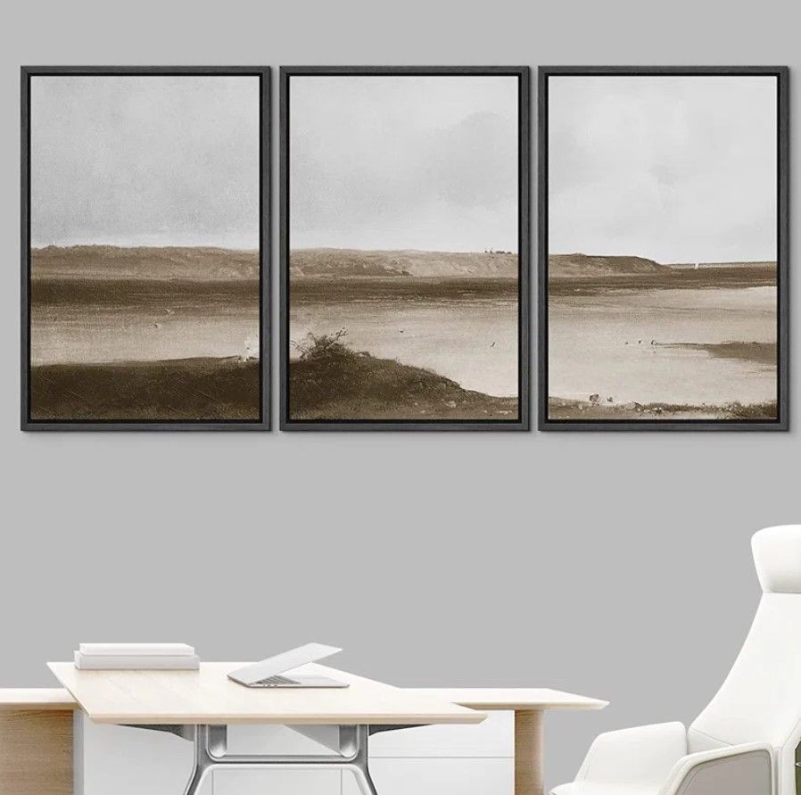 Pastel Minimal Calm Oceanside Canvas Art thumbnail 2