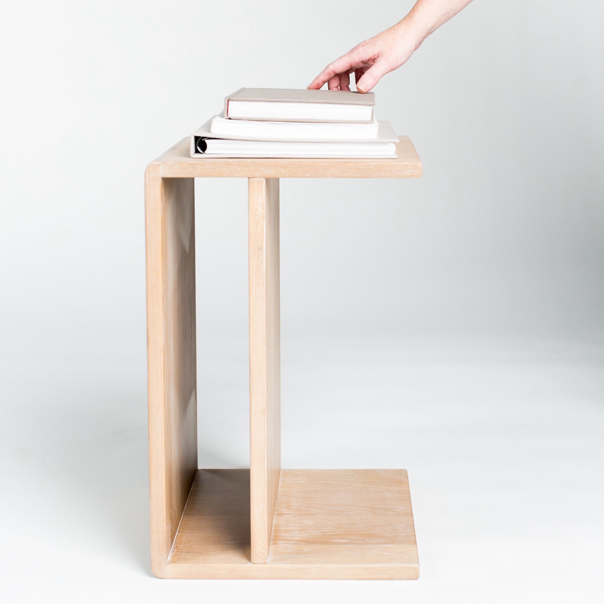 Wood C-Shaped Side Table thumbnail 3