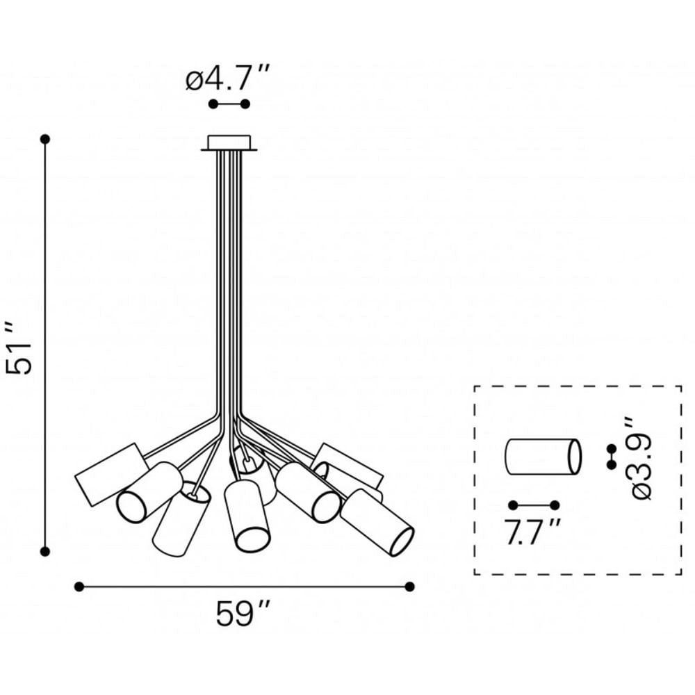 Offex Ambition Ceiling Lamp with Angled Black Frame and Tubular Shades thumbnail 3