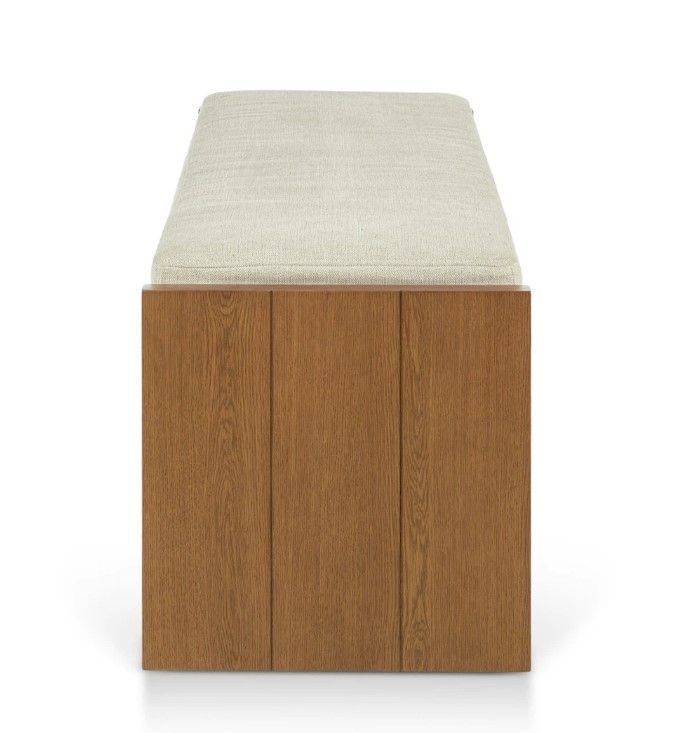 Cassie Taupe Chenille Smoked Oak Bench thumbnail 3