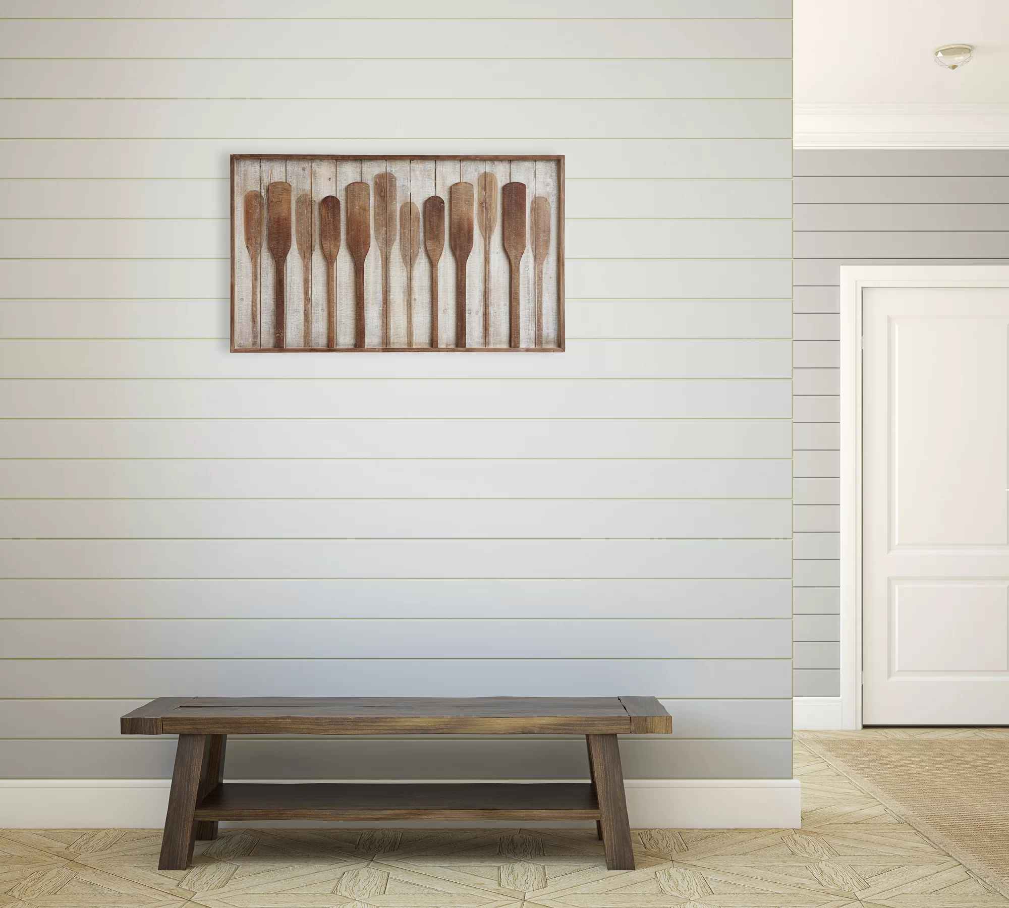 Wood Framed Wall Decor with Raised Paddles thumbnail 3