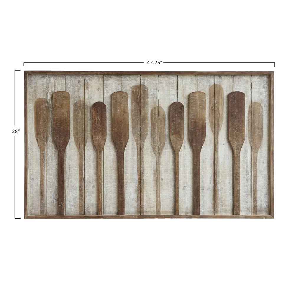 Wood Framed Wall Decor with Raised Paddles thumbnail 4