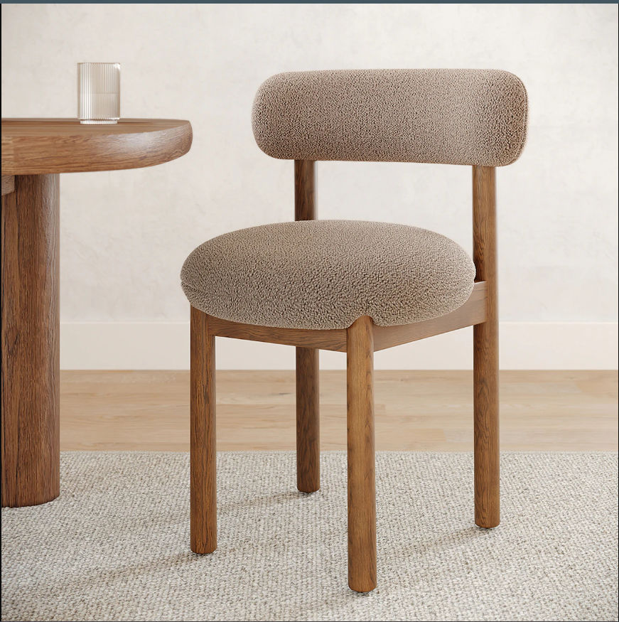 Munk Sandstone Wool Bouclé Smoked Oak Dining Chair Set Of 2 thumbnail 3
