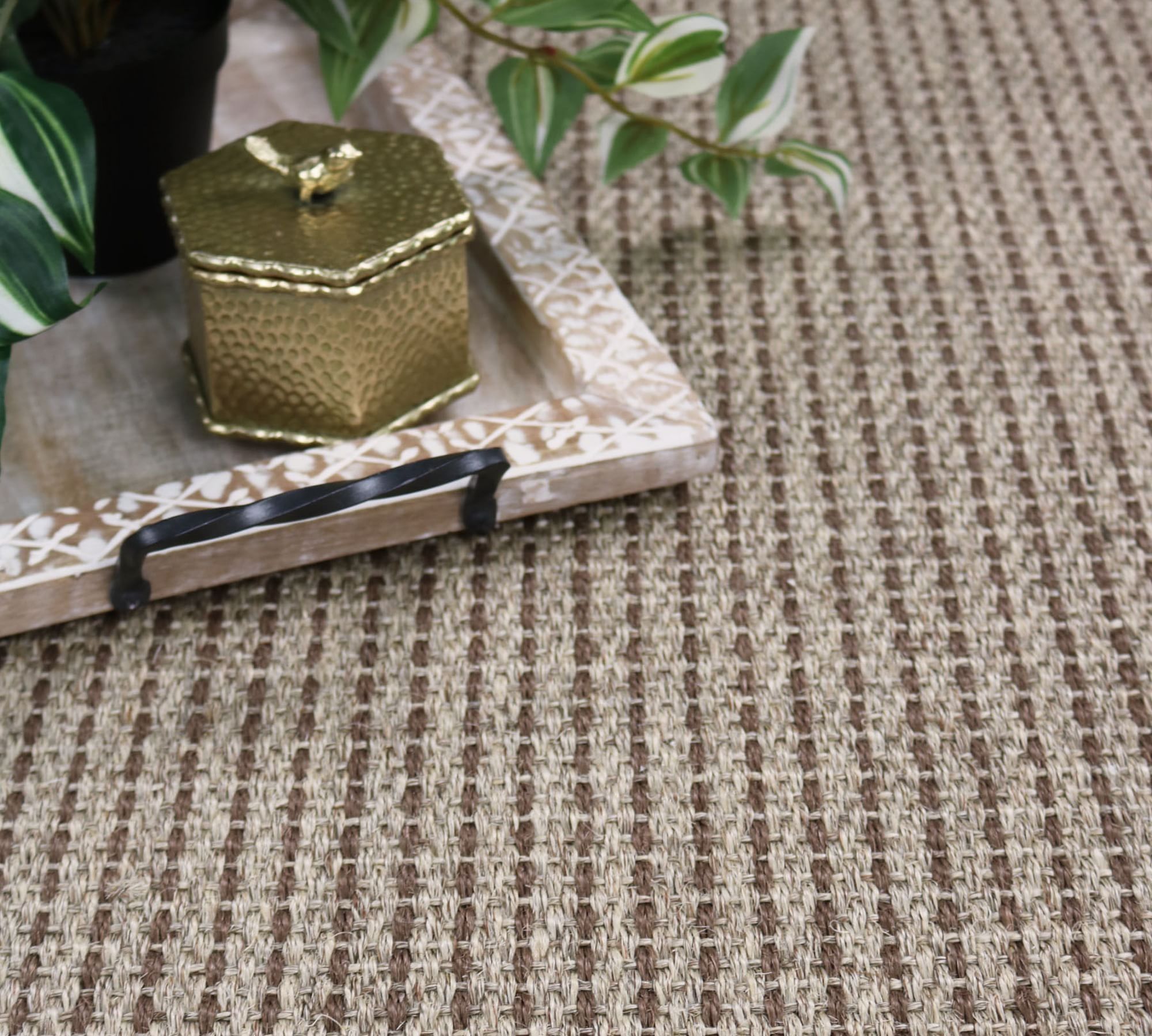 Custom Petite Striped Sisal Rug 12X12 7653 Bark thumbnail 6