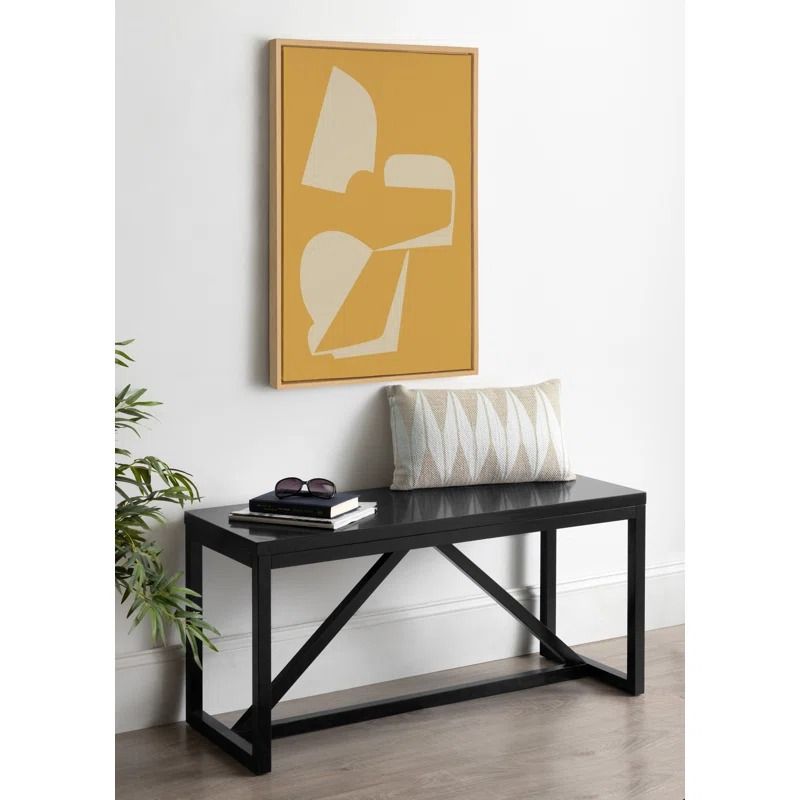 Red Barrel Studio® Sylvie Eye Catching Sleek Abstract 3 Yellow And Tan Framed Canvas By The Creative Bunch Studio Ivy Bronx thumbnail 2