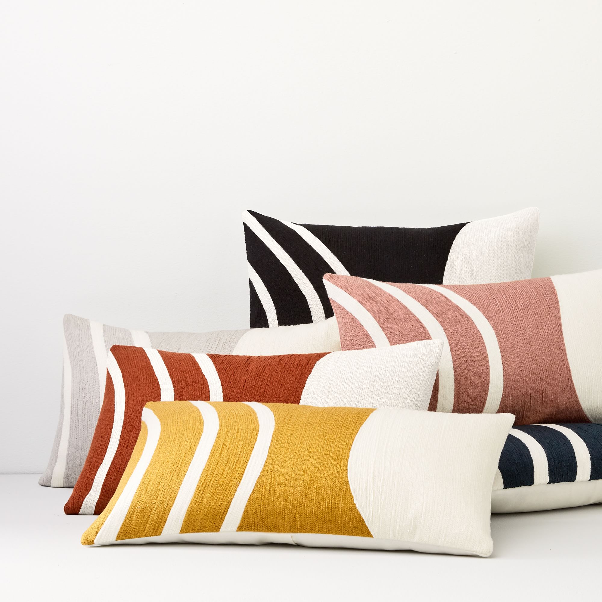 Crewel Rounded Pillow Cover Dark Horseradish 12x21 thumbnail 2