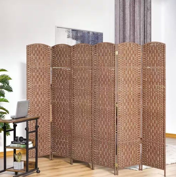 Wicker Weave 6 Panel Room Divider thumbnail 2