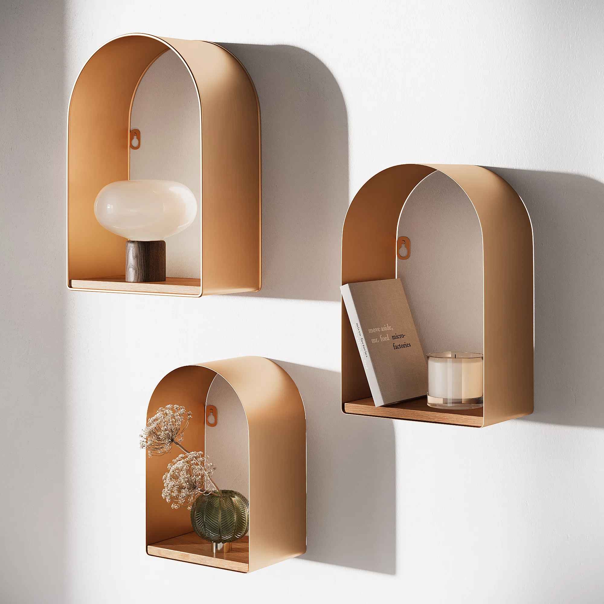 Aurelia Arch Metal Modern Wall Shelf Set-Big thumbnail 2