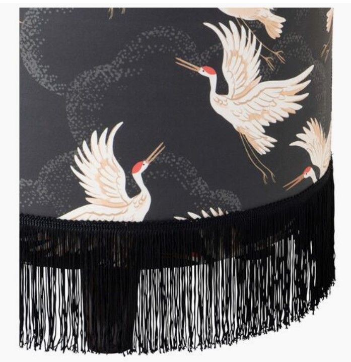 Callie Fringed Ottoman Black Cranes thumbnail 2