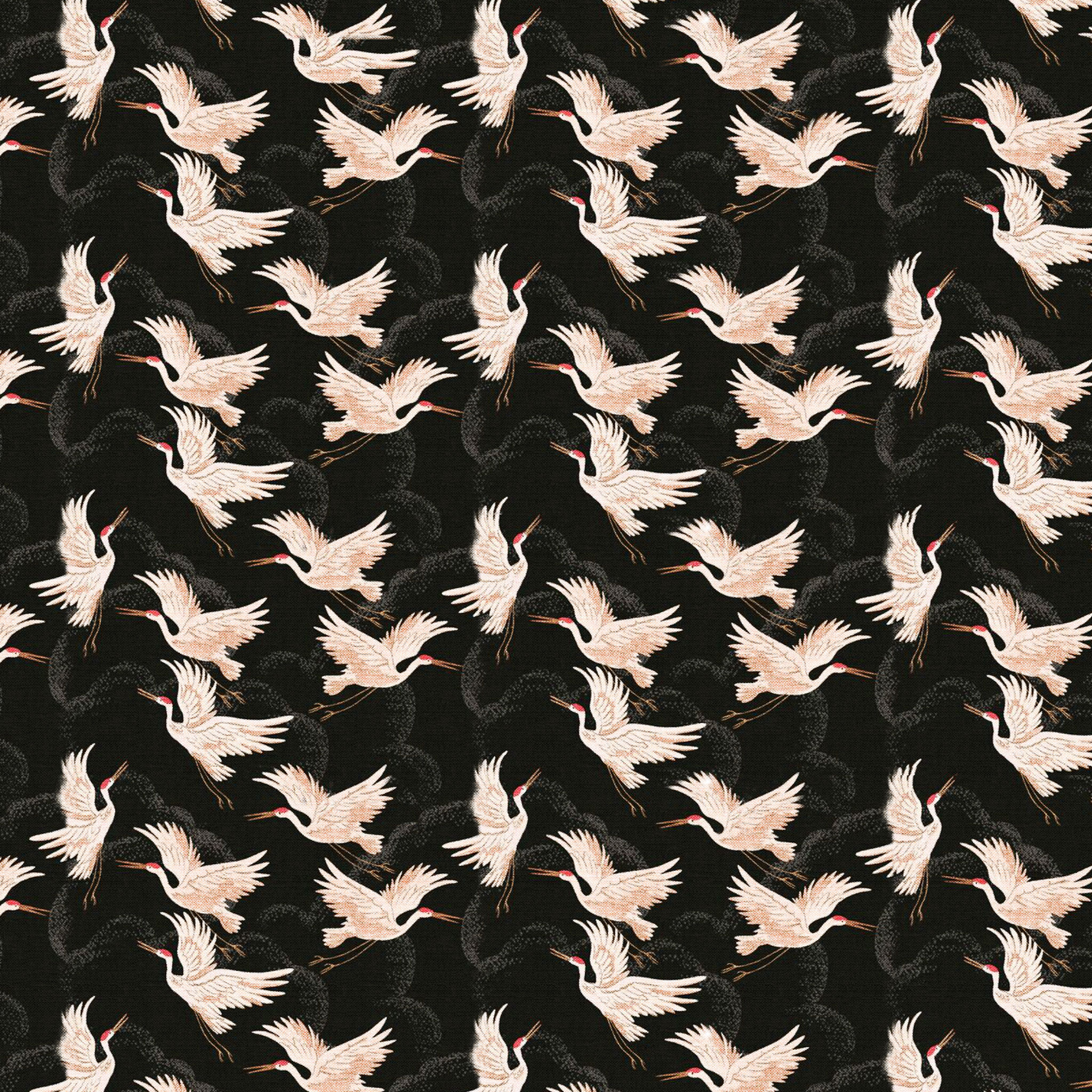 Callie Fringed Ottoman Black Cranes thumbnail 3