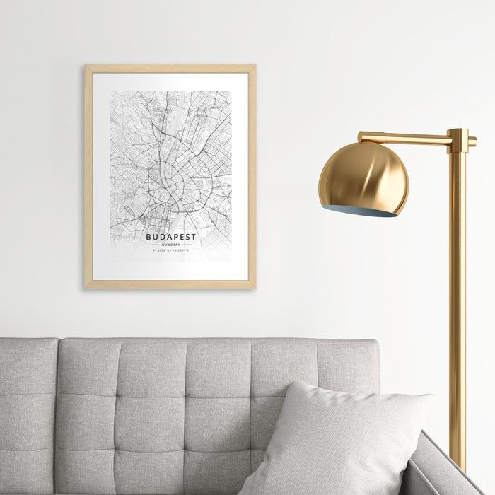 Budapest Hungary Light Map Framed Art Print 18"x24" thumbnail 2