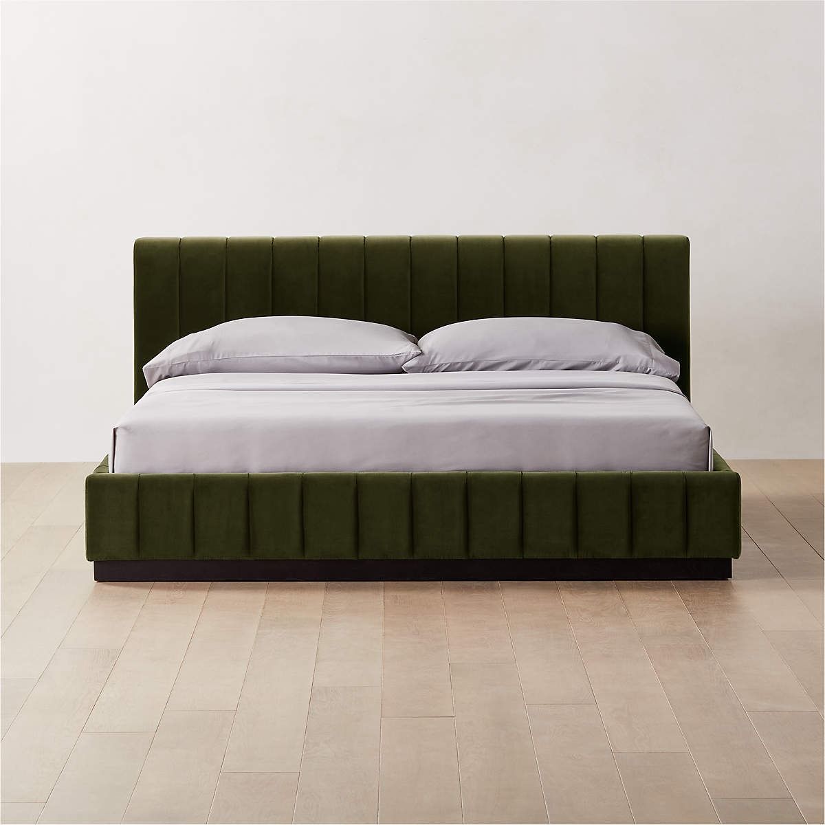 FORTE CHANNELED GREEN VELVET KING BED thumbnail 2