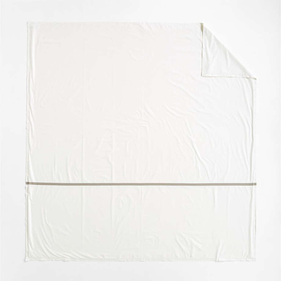 Favorite Organic Cotton Percale Tuxedo Stripe Sand Beige King Duvet Cover thumbnail 3