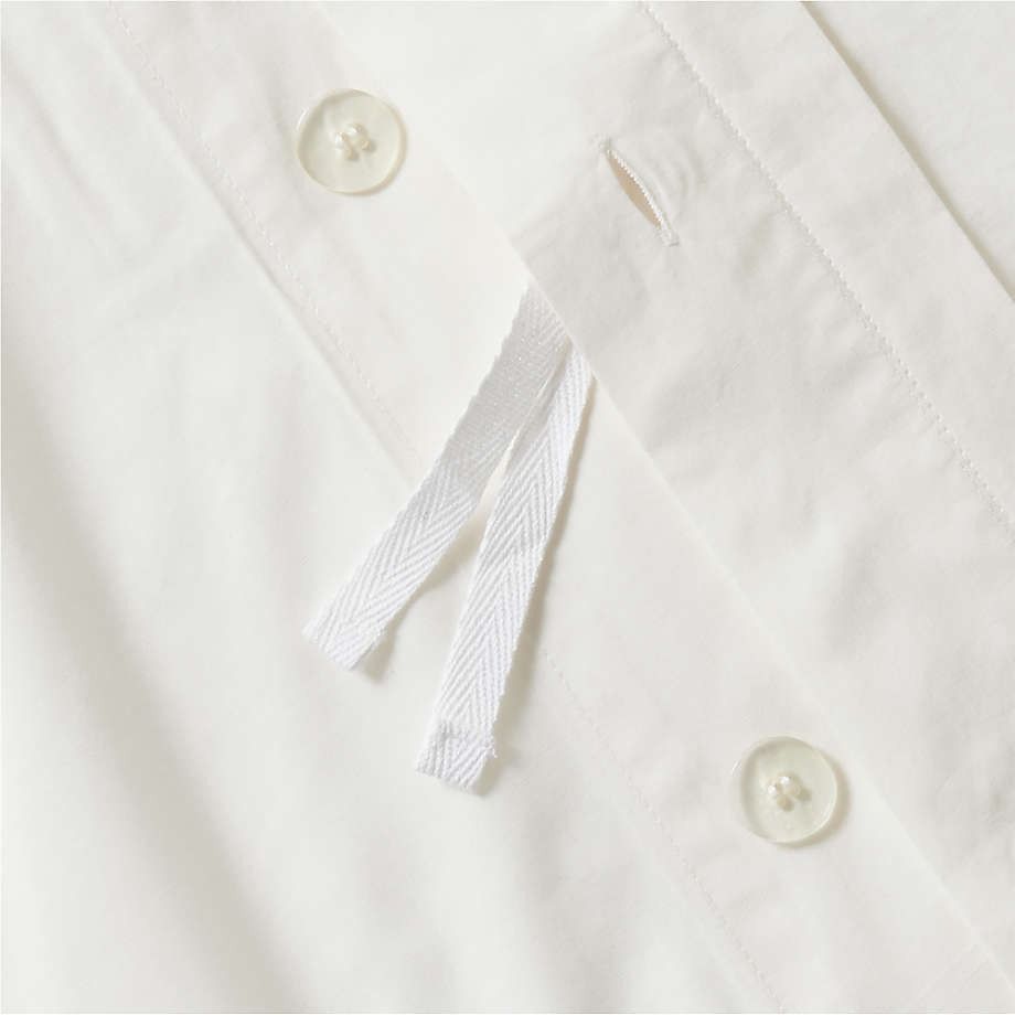 Favorite Organic Cotton Percale Tuxedo Stripe Sand Beige King Duvet Cover thumbnail 4