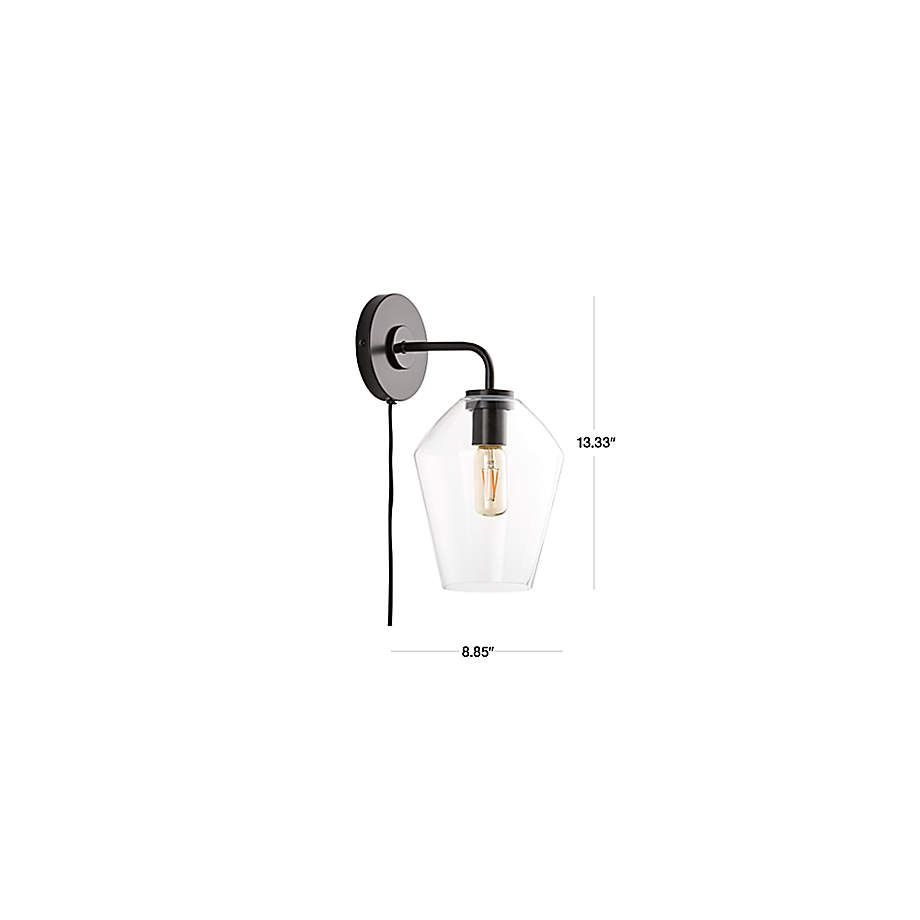 Arren Brass Plug In Wall Sconce Light with Milk Angled Shade thumbnail 2