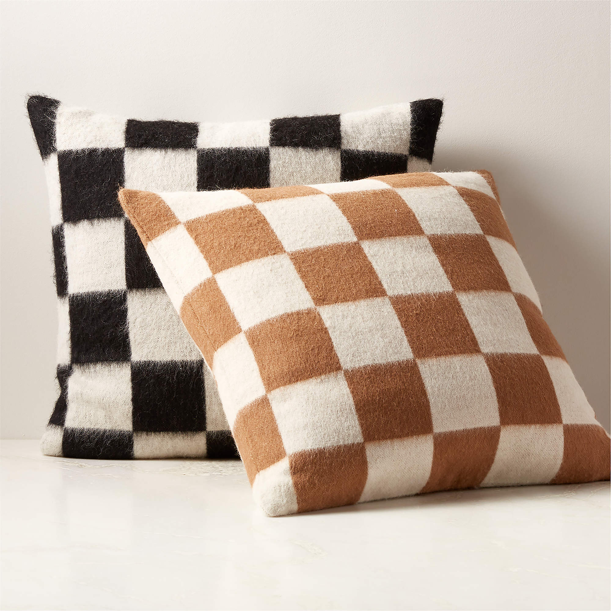 Crosby Tobacco Brown and Ivory Alpaca Throw Pillow-23"x23" thumbnail 3