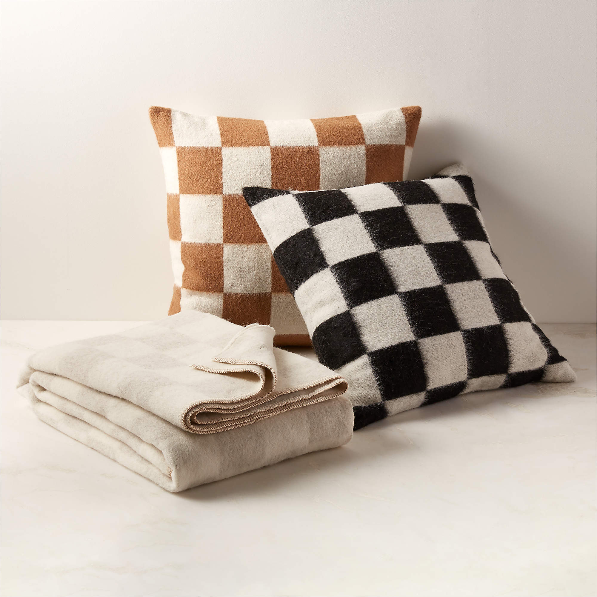 Crosby Tobacco Brown and Ivory Alpaca Throw Pillow-23"x23" thumbnail 4