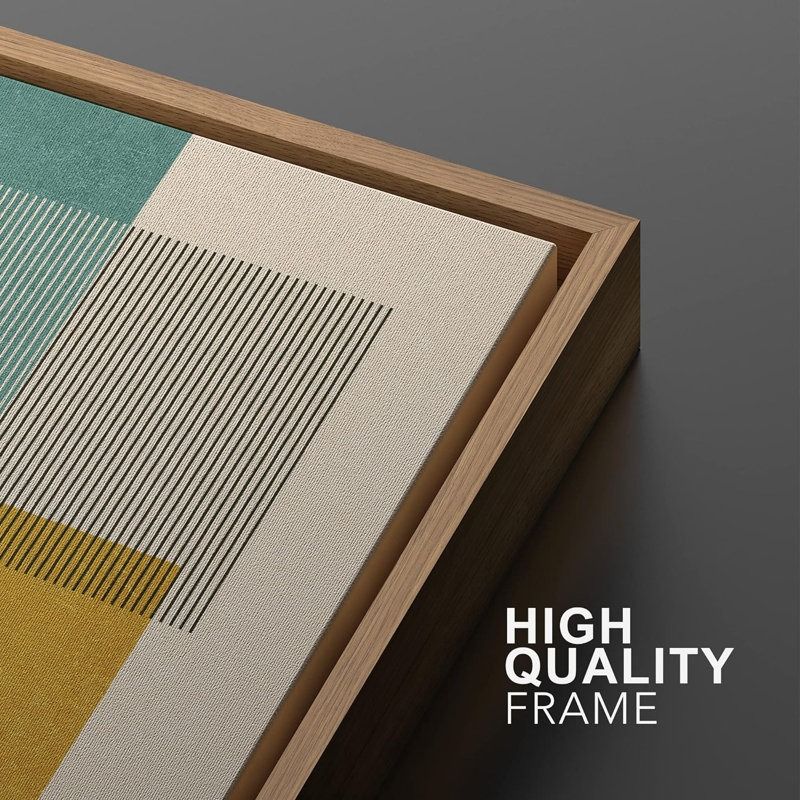 Mid-Century Green And Yellow Polygon Collage Abstract Shapes Modern 2 Pieces on Canvas thumbnail 5