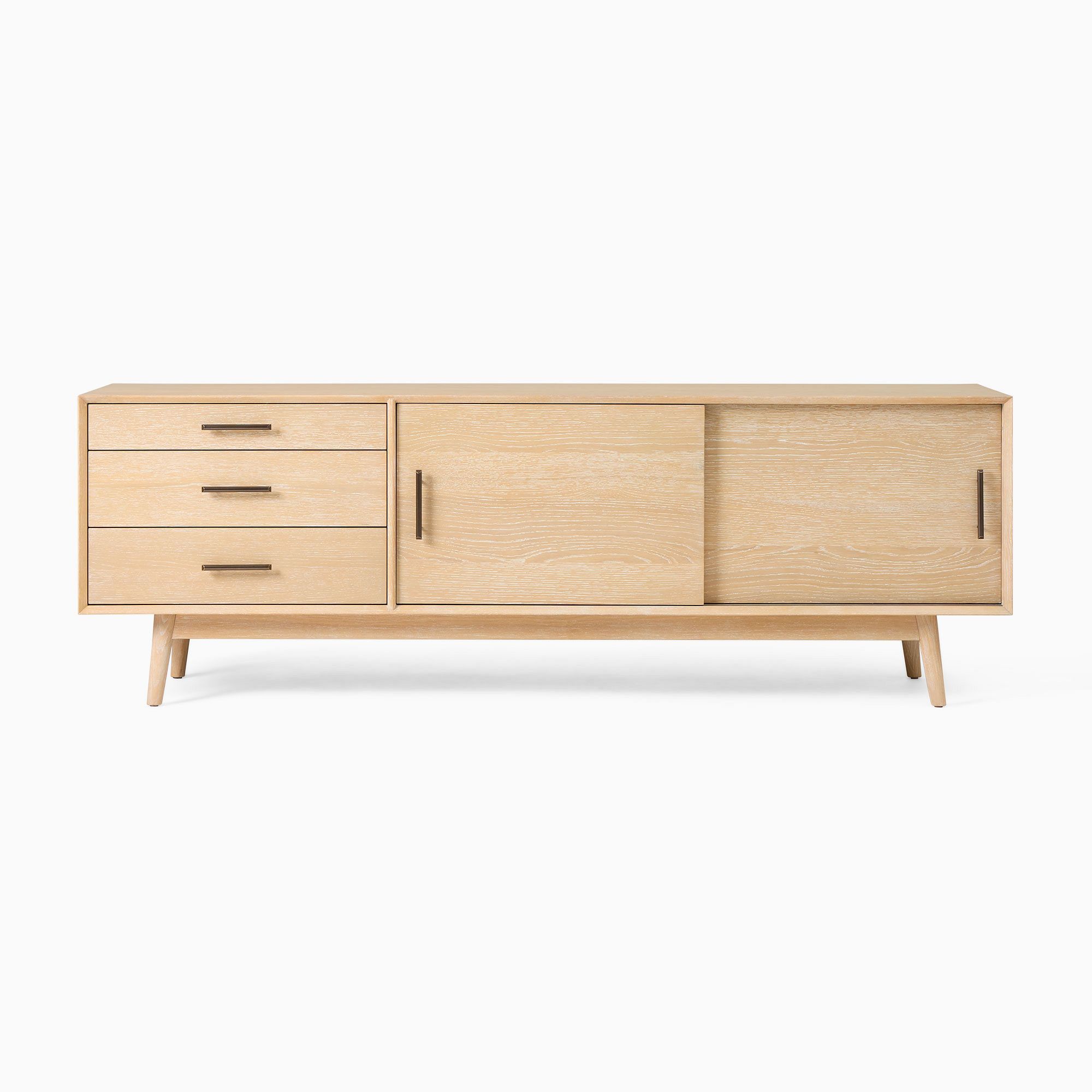 Mid Century Media Console_Cerused White thumbnail 2