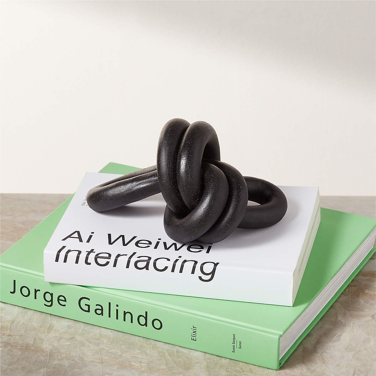 DECORATIVE BLACK CERAMIC DOUBLE LOOP KNOT XL thumbnail 2