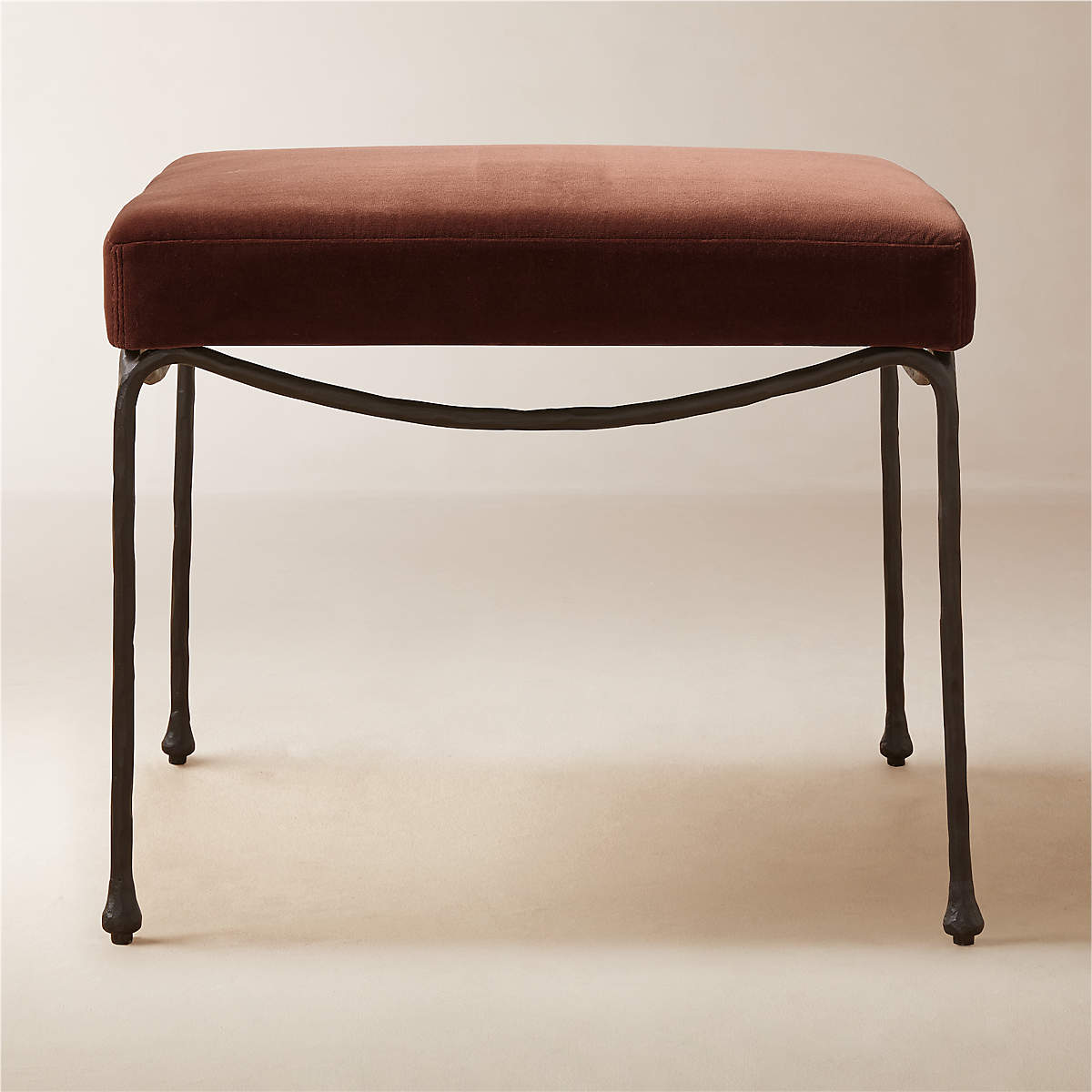 Journey Terracotta Red Velvet Stool thumbnail 3