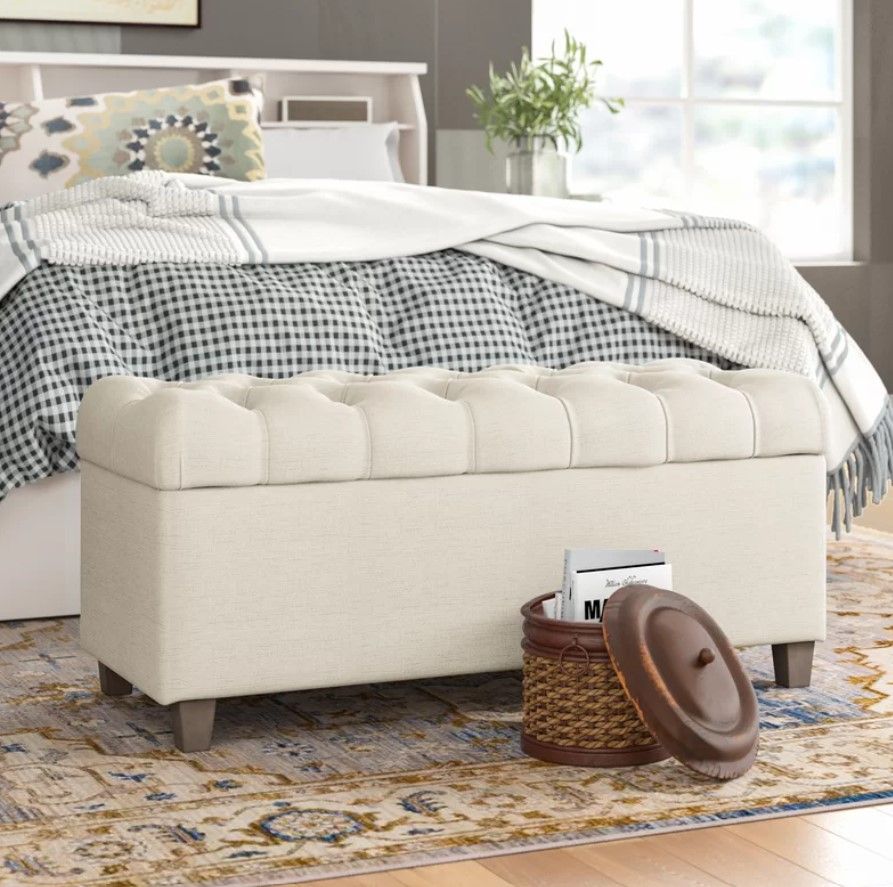 Crysania Polyester Upholstered Storage Bench thumbnail 2