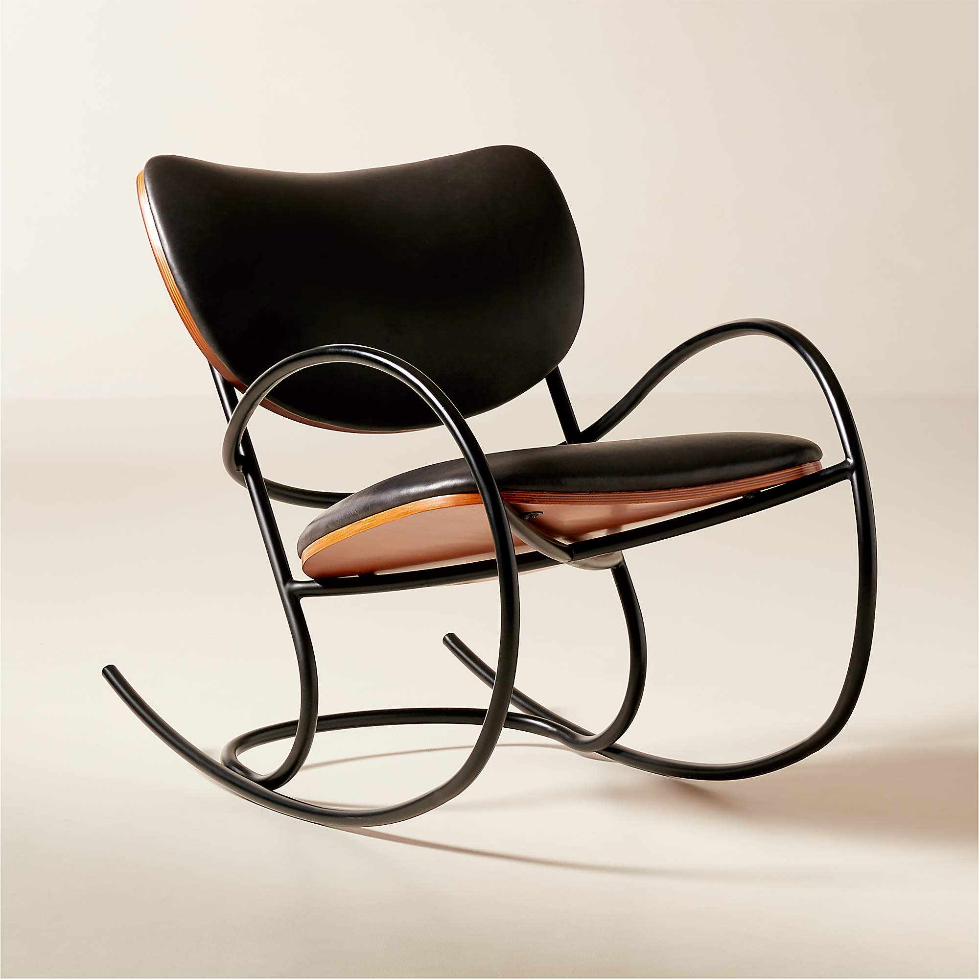 Bese Black Leather Rocking Chair thumbnail 4
